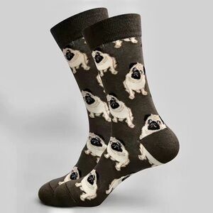 Brown Socks with Pug Design